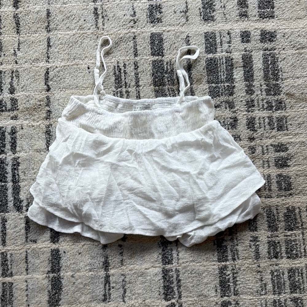 White Ruffled Tank Top